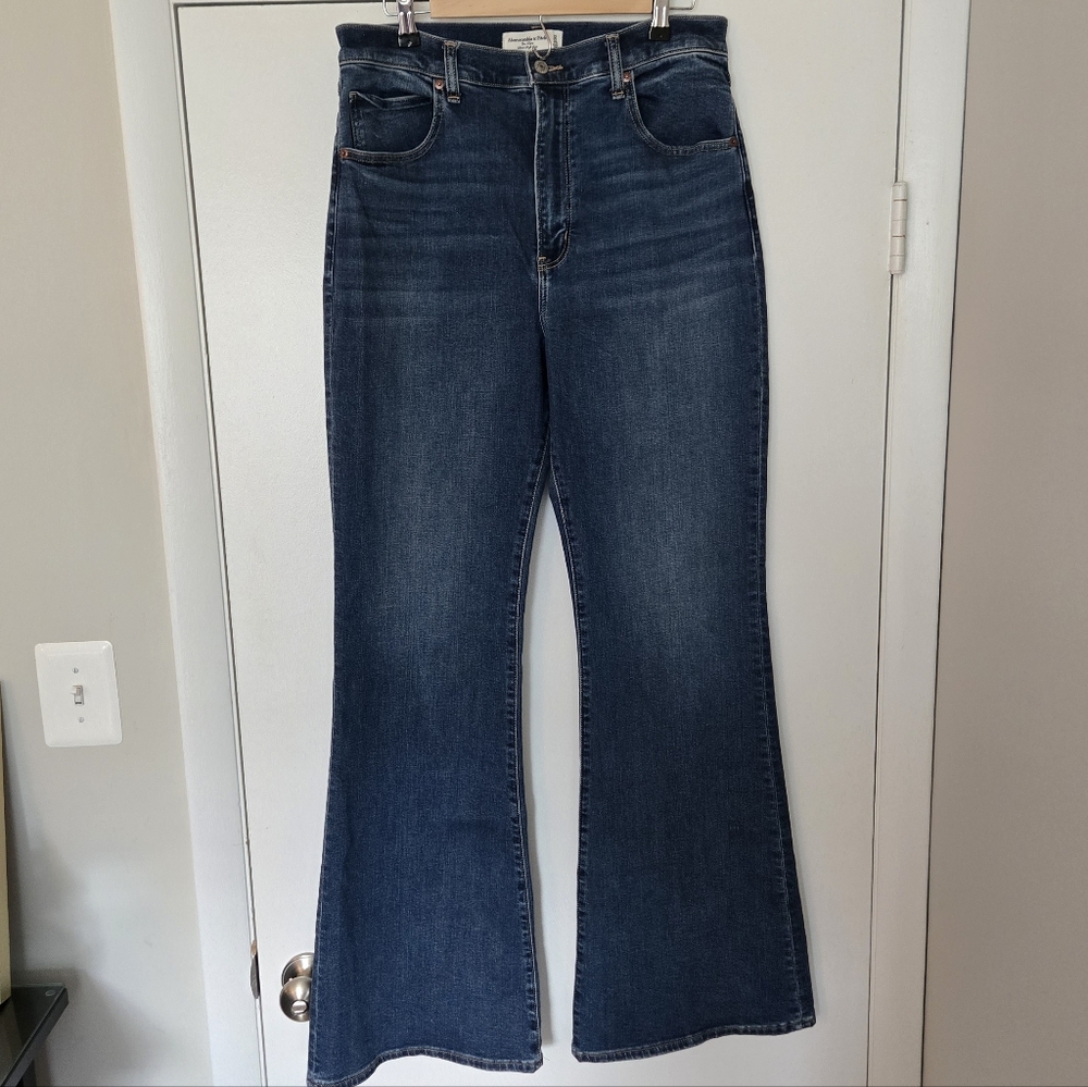 Abercrombie & Fitch Dark Blue High-Rise Flare Jeans